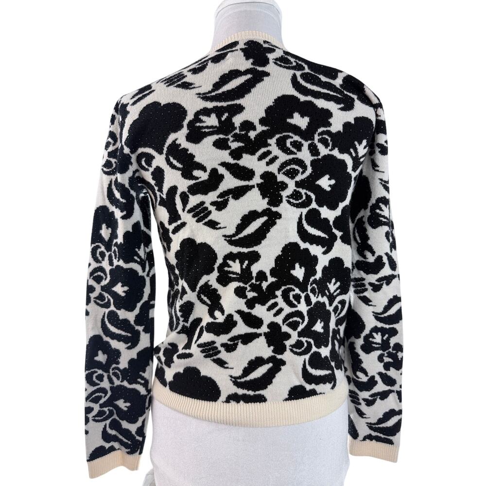 Alice + Olivia 100% Wool Leopard Print Sweater Black White Animal Print Size S - Picture 7 of 12